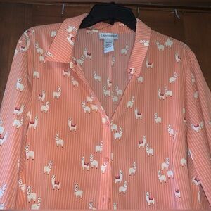 Catherines Peach Plus Size Llama Striped Blouse